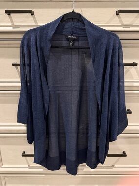 White House Black Market Navy Open-Front Draped Cardigan
